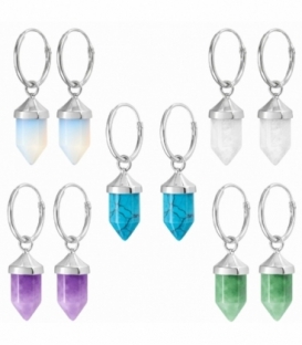 Creoles Argent Pierre (14mm) Ø12mm Prix Paire