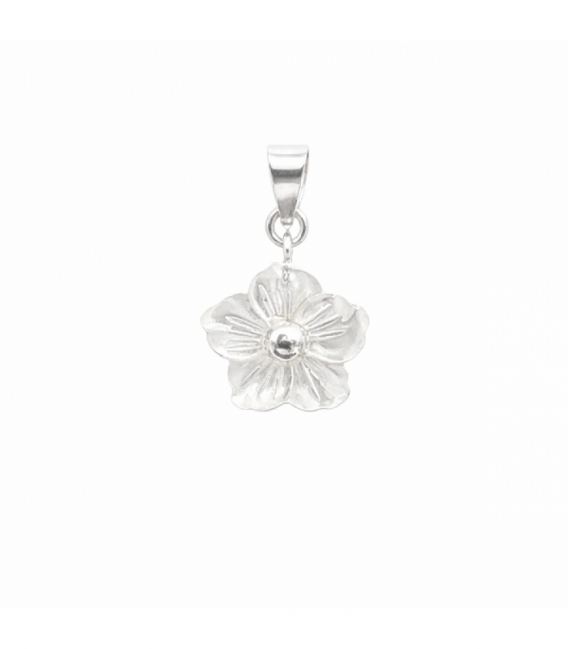 Colgante Plata Flor Nacar 10mm
