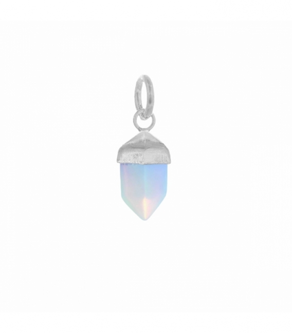 Pendentif Argent Obélisque Opaline 13mm