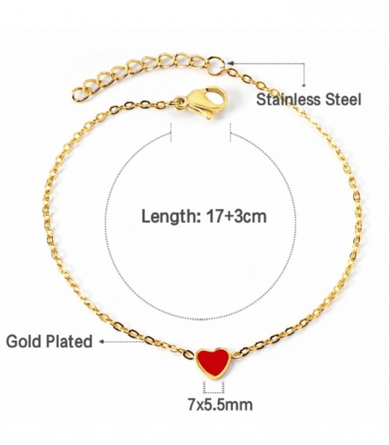 Bracelet Acier 316L Cœur Recouvert d'Or 18K