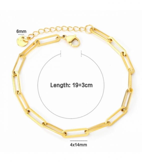 Pulsera Acero 316L Eslabones Bañada en Oro 18K