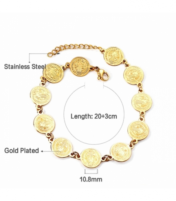 Bracelet Acier 316L Saint-Benoît Recouvert