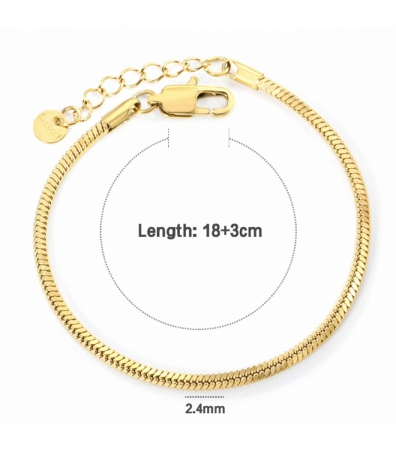 Bracelet Acier 316L Queue de Rat Recouvert d'Or 18K