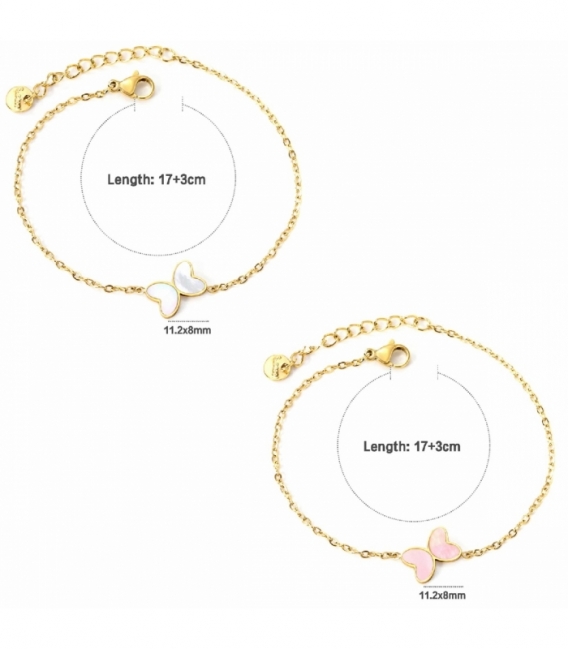 Bracelet Acier 316L Papillon Recouvert d'Or 18K