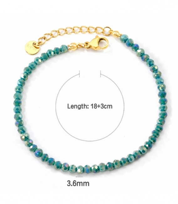 Pulsera Acero 316L Cristal Bañada en Oro 18K