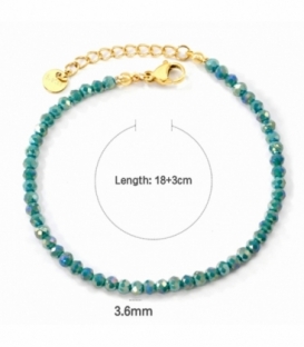 Pulsera Acero 316L Cristal Bañada en Oro 18K