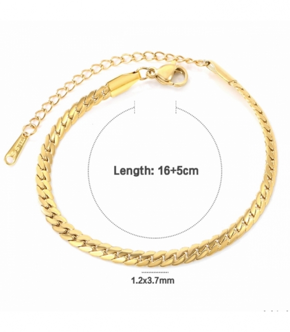 Bracelet Acier 316L Cubaine Recouvert d'Or 18K