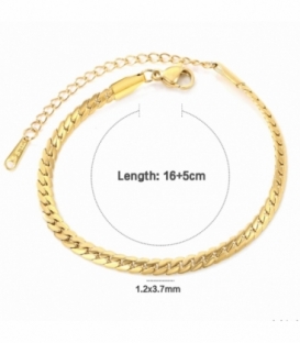 Pulsera Acero 316L Cubana Bañada en Oro 18K