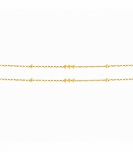 Cadena Acero 316L Bolitas Bañada en Oro 18K