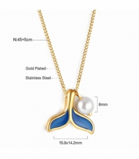 Collier Acier 316L Queue de Baleine Recouvert d'Or 18K