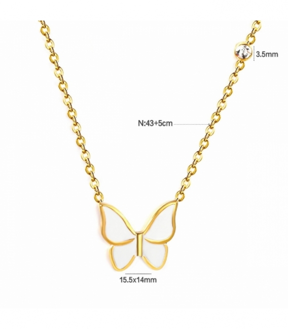 Gargantilla Acero 316L Mariposa Bañada en Oro 18K