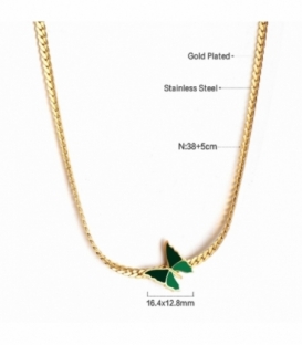 Collier Acier 316L Papillon Recouvert d'Or 18K