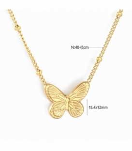 Collier Acier 316L Papillon Recouvert d'Or 18K
