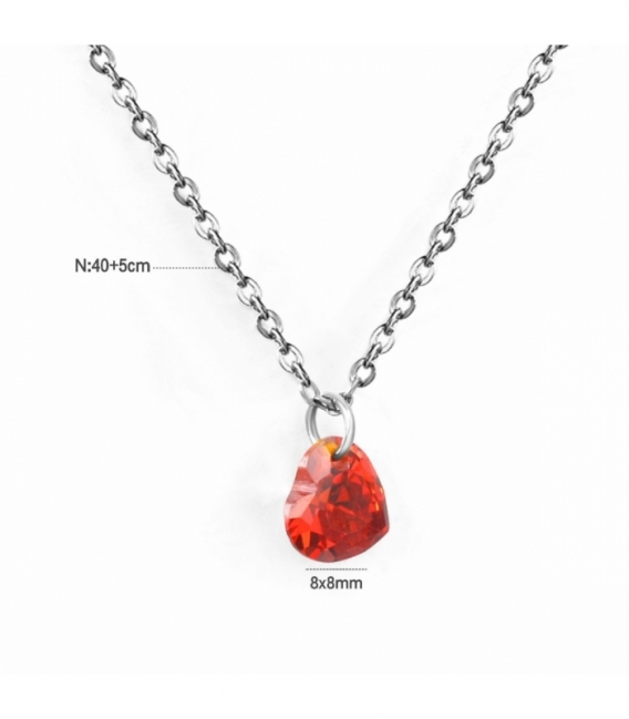 Collier Acier 316L Cœur en Zircone