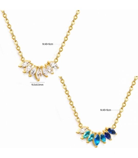 Gargantilla Acero 316L Circonitas Bañada en Oro 18K