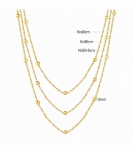 Gargantilla Acero 316L Triple Bolas Bañada en Oro 18K