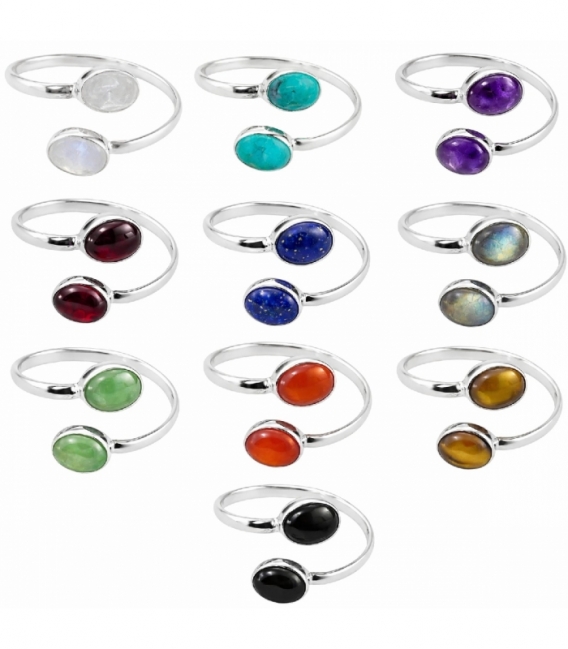 Bague Argent Deux Pierres