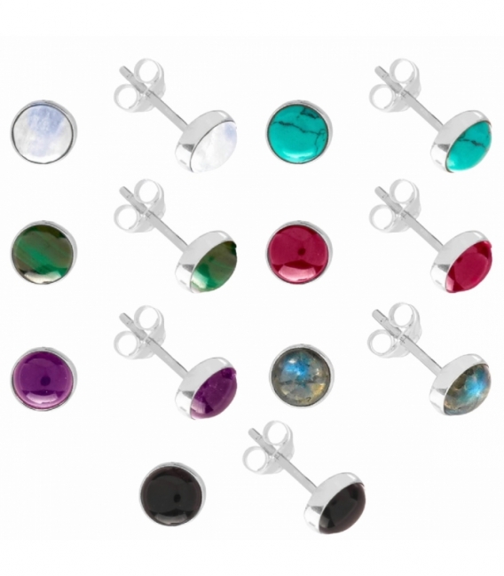 Pendiente Plata Piedras Ø6mm Precio par