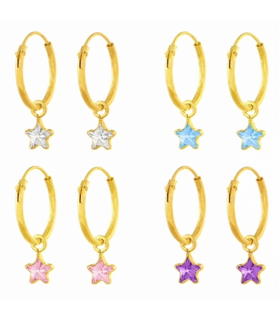 Creoles Argent 12mm Etoile Zirconium Recouvert Prix paire