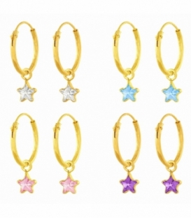 Creoles Argent 12mm Etoile Zirconium Recouvert Prix paire