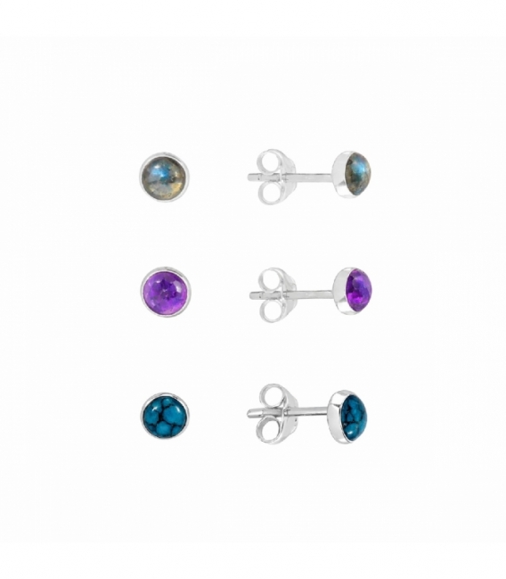 Pendiente Plata Piedras Ø3.75mm Precio par