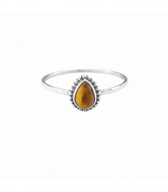 Bague Argent Œil de Tigre Goutte