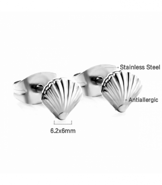 Boucles d’oreilles Acier 316L Coquillage Prix Paire