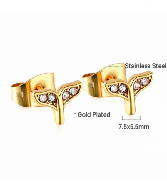 Boucles d’oreilles Acier 316L Queue de Baleine Recouver d'Or 18K Prix Paire