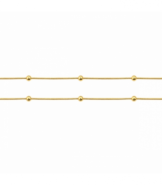 Chaîne Acier 316L Queue de Rat Petites Boules Plaquée Or 18K