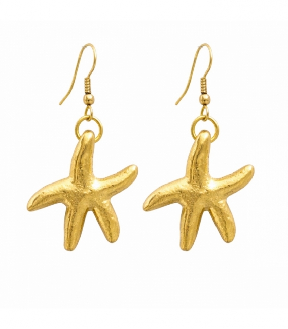 Pendiente Laton Estrella de Mar Dorado 35mm Precio Par