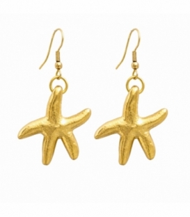 Pendiente Laton Estrella de Mar Dorado 35mm Precio Par