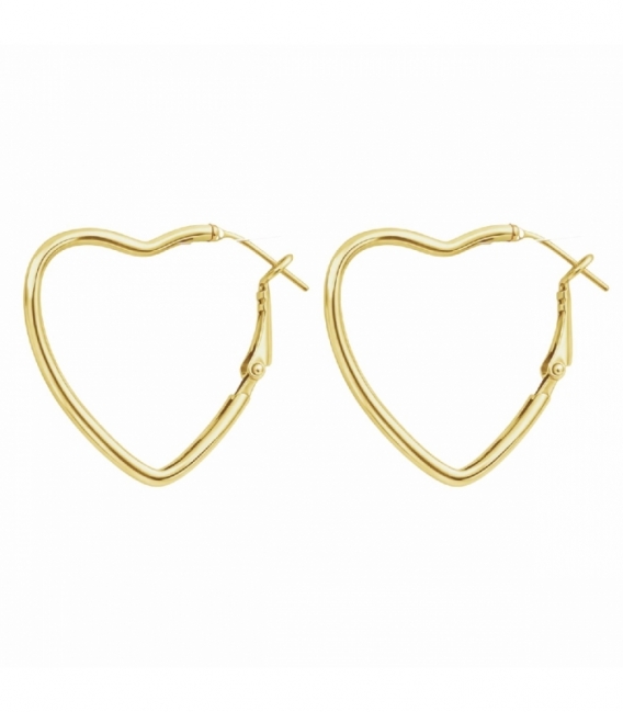 Pendiente Laton Corazon Dorado 34mm Precio Par