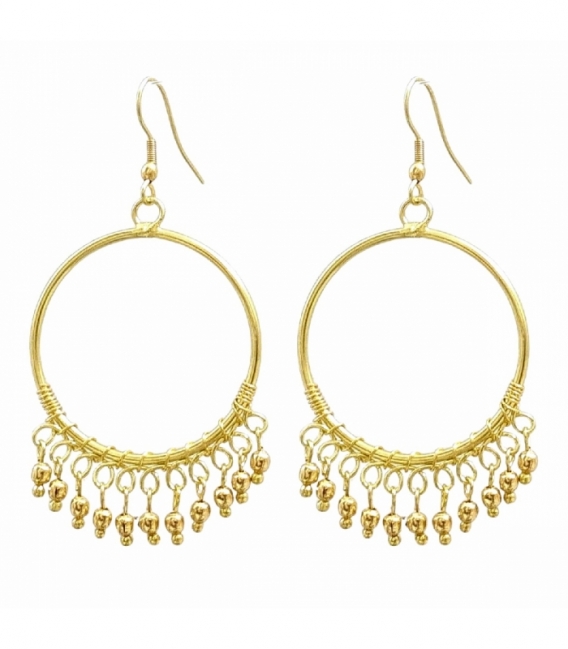 Boucles d’oreilles en Laiton Cercle à Petites Boules Doré 51mm Prix Paire