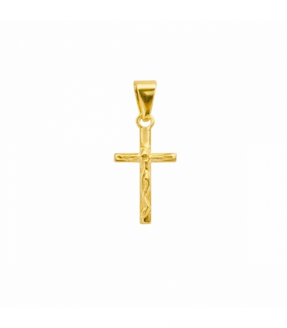 Pendentif Laiton Croix 23mm Plaqué Or 14K