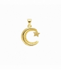 Pendentif Laiton Lune et Étoile 16mm Plaqué Or 14K