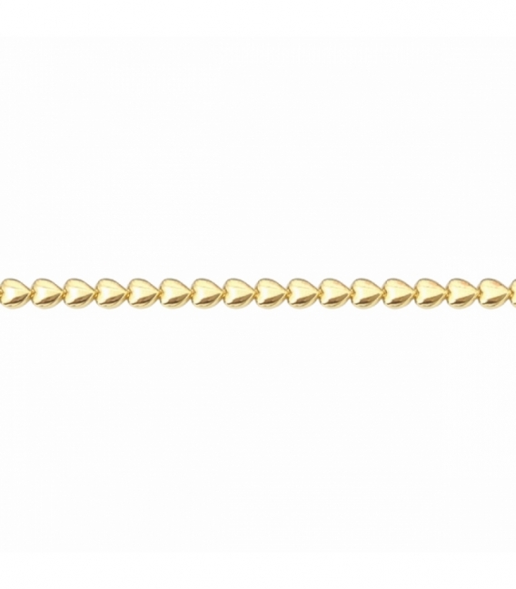 Bracelet Laiton Cœurs 17+2cm Plaqué Or 14K