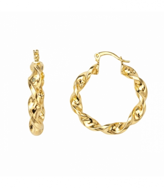 Aro Laton Trenzado 30mm Bañado en Oro 14K
