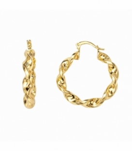 Aro Laton Trenzado 30mm Bañado en Oro 14K