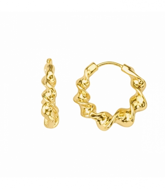 Aro Laton Trenzado 22mm Bañado en Oro 14K