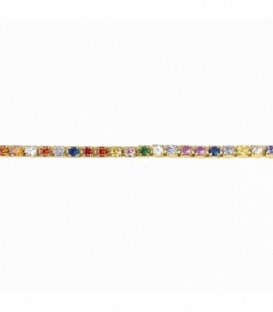 Pulsera Laton Circonitas de Colores 17+2 cm Bañado en Oro 14K
