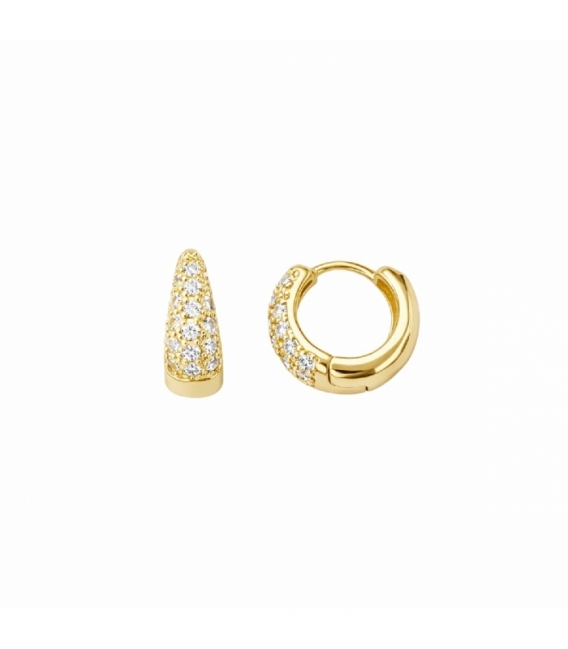 Créole Laiton Zircones 11mm Plaqué Or 14K