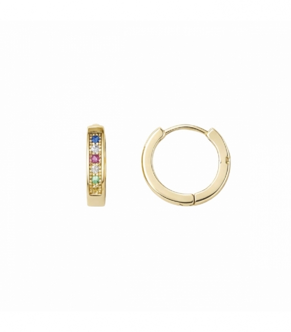Aro Laton Circonitas Colores 13mm Bañado en Oro 14K