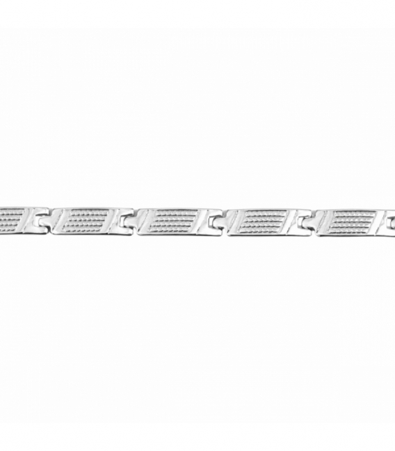 Bracelet Laiton Design 19cm Plaqué Rhodium