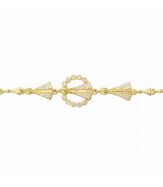 Bracelet Laiton Vierge avec Zircones 18+2cm Plaqué Or 14K