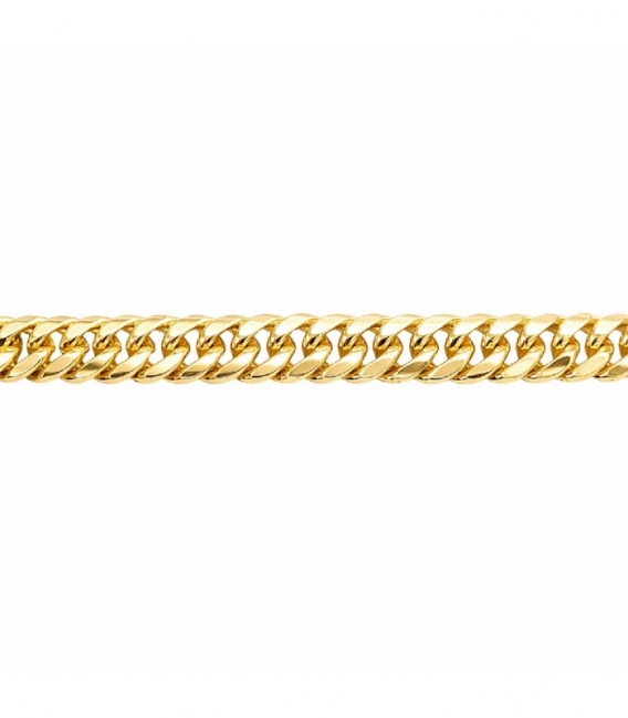 Bracelet Laiton Maille Cubaine 21cm Plaqué Or 14K