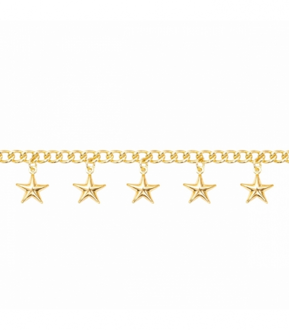 Pulsera Laton Estrellas 17+2cm Bañado en Oro 14K