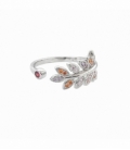 Anillo Laton Hoja Circonitas Rodiado
