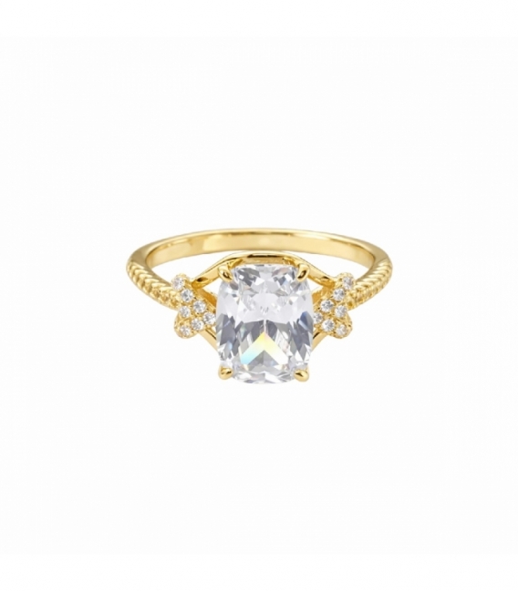 Anillo Laton Circonitas Bañado en Oro 14K