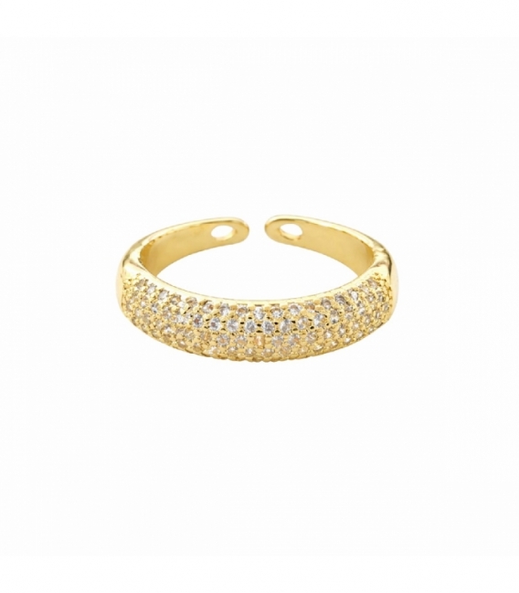 Bague Laiton avec Zircones plaquée Or 14K