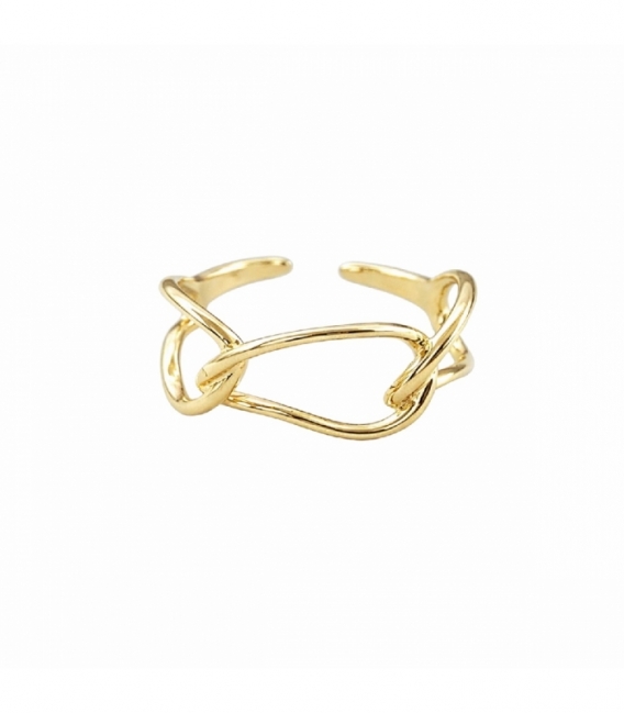 Anillo Laton Eslabones Bañado en Oro 14K